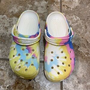 Crocs Classic Clogs Pastel Rainbow Tie Dye Slip Ons Mens 8 Women’s Size 10